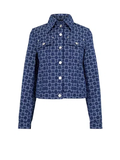 Givenchy Denim Jacket With All-over Logo In Blue