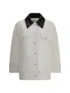 Givenchy Denim Jacket With Leather Collar In Neutral