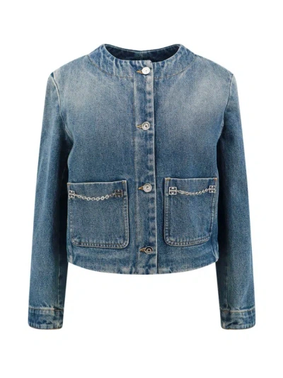 GIVENCHY DENIM JACKET WITH METAL 4G CHAIN