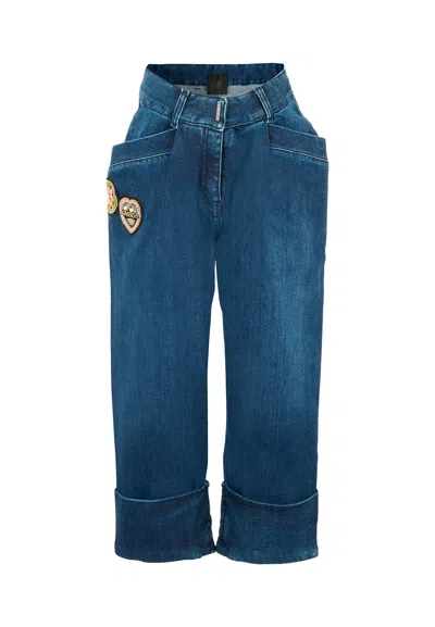 Givenchy Kids' Denim Jeans For Girl With Patch In Blue