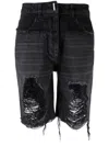 Givenchy Distressed Denim Bermuda Shorts In Black