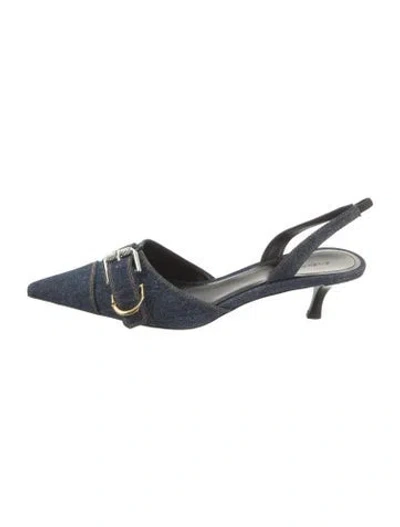 Pre-owned Givenchy Denim Leather Trim Embellishment Slingback Pumps In Blue