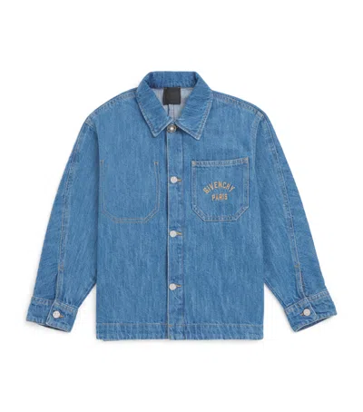 Givenchy Kids' Denim Logo-embroidered Shirt In Blue