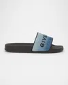 Givenchy Blue Slide Flat Pool Slides In Medium Blue