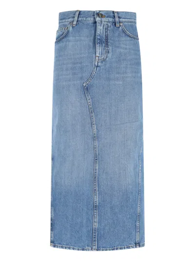 Givenchy Denim Midi Skirt In Blue