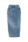 Givenchy Blue Asymmetric Denim Midi Skirt In Lightblue