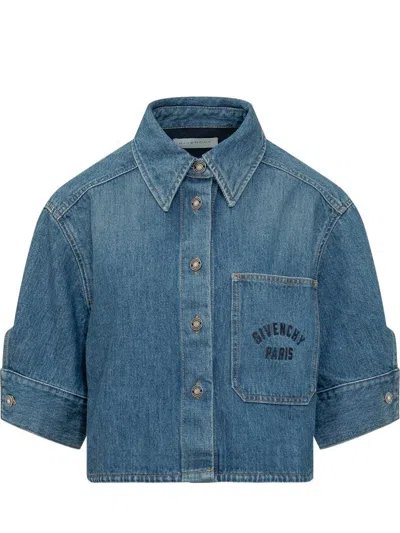 Givenchy Denim Mini Robe Jacket In Blue