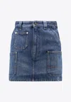 Givenchy Denim Skirt Featuring Belt Loops Pockets Stitching In Blue