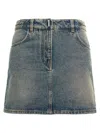 Givenchy Mini Skirt In Denim With Chain Details In Blue