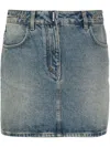 Givenchy Mini Skirt In Denim With Chain Details In Clear Blue