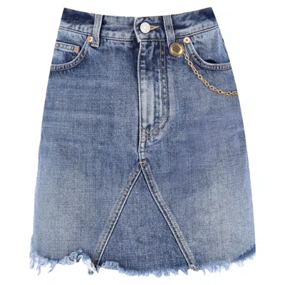 Pre-owned Givenchy Denim Mini Skirt With A Chain Detail In Gray