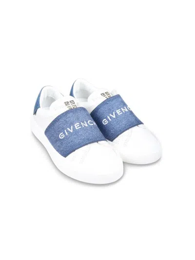 Givenchy Kids' Denim-panelled Slip-on Sneakers In White