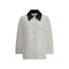 Givenchy Denim Jacket With Leather Collar In White