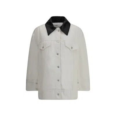 GIVENCHY DENIM PARKA WITH LEATHER COLLAR