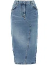 Givenchy Blue Asymmetric Denim Midi Skirt In Blue