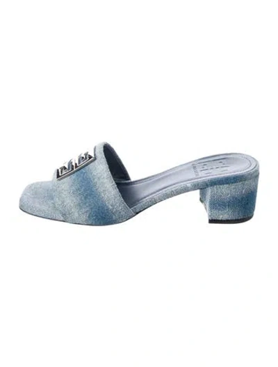 Pre-owned Givenchy Denim Printed Slides In Blue