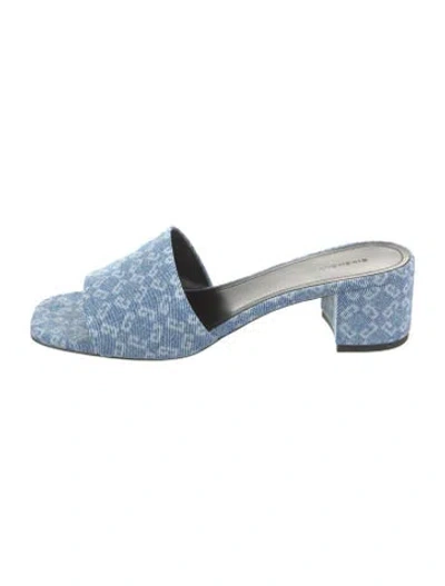 Pre-owned Givenchy Denim Printed Slides In Blue