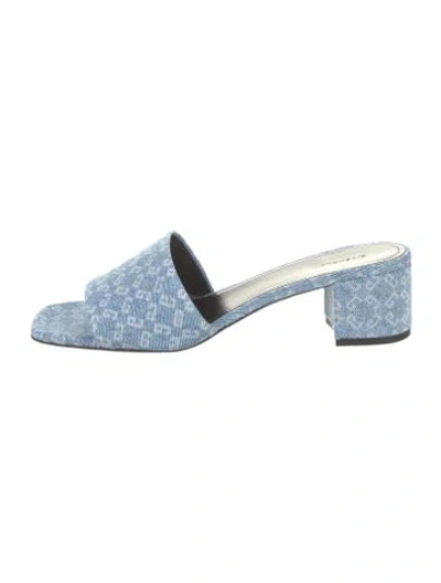 Pre-owned Givenchy Denim Printed Slides In Blue
