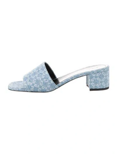 Pre-owned Givenchy Denim Printed Slides In Blue