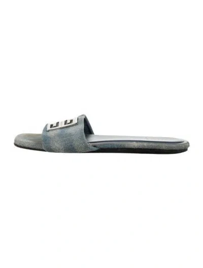 Pre-owned Givenchy Denim Printed Slides In Blue