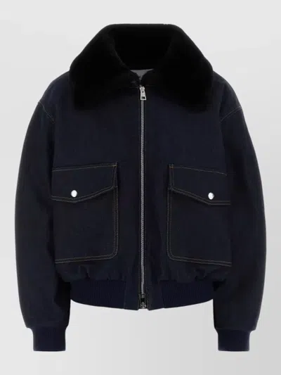 Givenchy Shearling Collar Denim Blouson In Blue