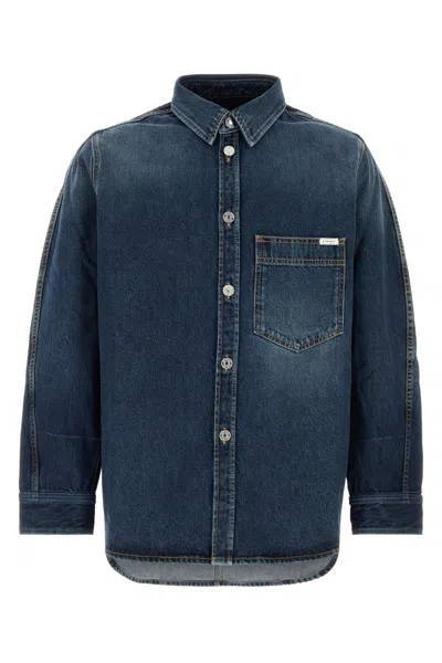 Givenchy Denim Long Sleeve Shirt Chest Pocket In Blue