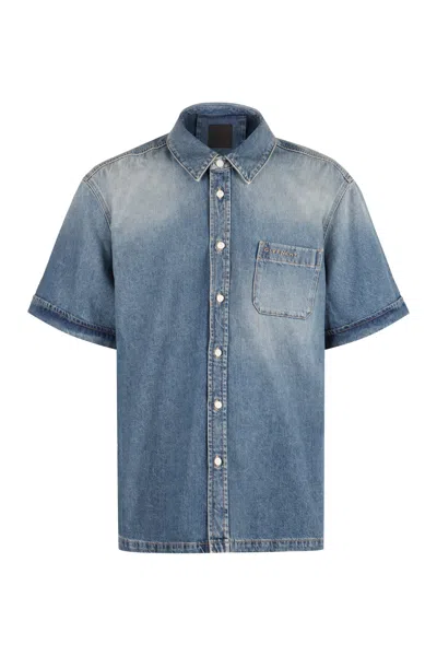Givenchy Men Denim Shirt In Blue