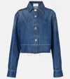 Givenchy Cropped Raw-edge Cotton Denim Jacket In Blue