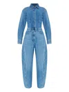 Givenchy Denim Shirt-collar Jumpsuit In Blue