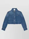 Givenchy Cropped Raw-edge Cotton Denim Jacket In Blue
