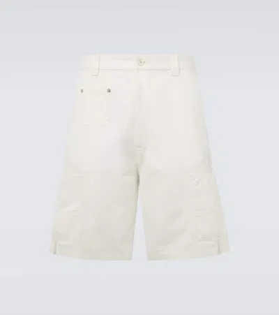 Givenchy Men Cotton Bermuda Shorts With Logo Embroidery In White