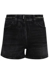 Givenchy Black Curb Chain Denim Shorts In Black