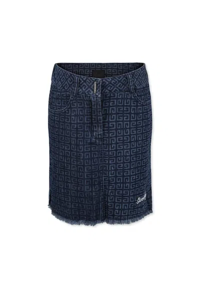 Givenchy Kids' Denim Skirt For Girl With 4g Motif