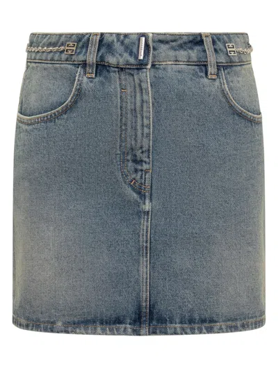 GIVENCHY DENIM SKIRT WITH CHAIN