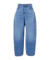 Givenchy Blue Jeans With Logo Patch On The Rear And Wide Leg In Denim Woman In Blue
