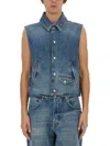 Givenchy Men Denim Cotton Vest In Blue