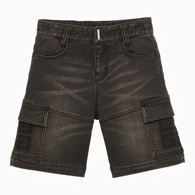 GIVENCHY DENIM WASHED-OUT CARGO BERMUDA SHORTS