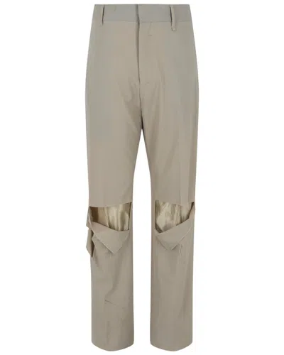Givenchy Destroyed Straight Fit Wool-blend Pant In Gray