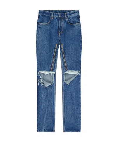 Givenchy Destroyed Straight-leg Jeans In Blue