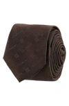 Givenchy Diagonal Logo Jacquard Silk Tie In Brown