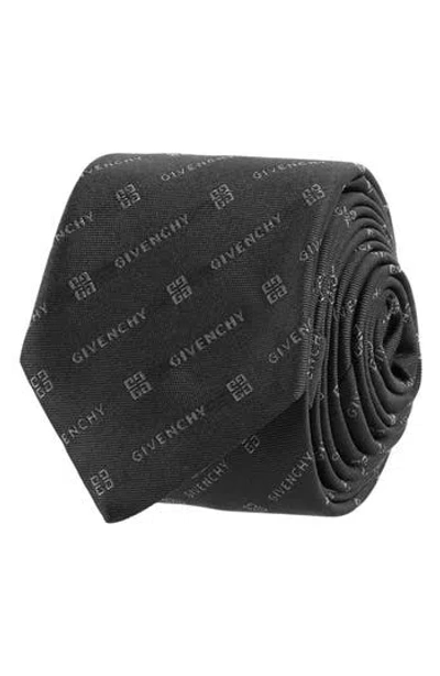 Givenchy Diagonal Logo Jacquard Silk Tie In Gray