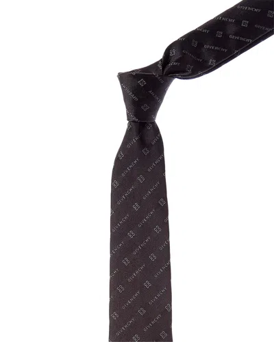 Givenchy Diagonal Logo Silk Tie In Purple