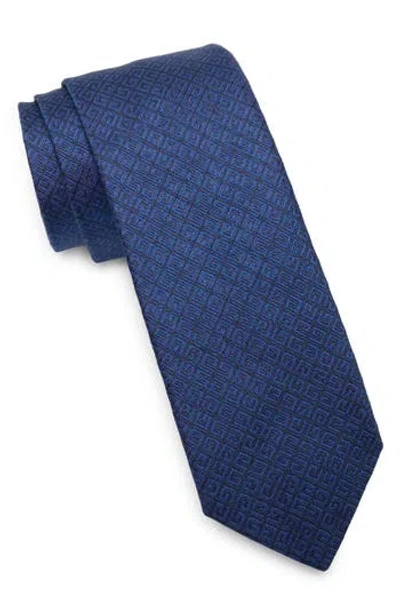 Givenchy Diagonal Logo Silk Tie In Blue