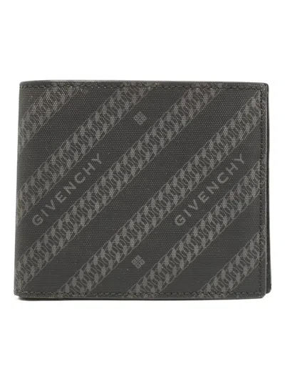 Pre-owned Givenchy Diagonal Logo Wallet In Black