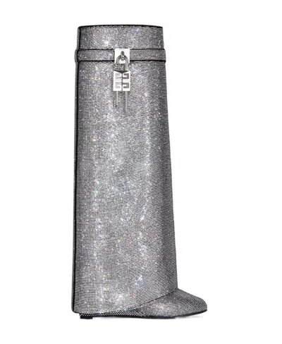 Givenchy Diamond-decorated Padlock Boots In Silver