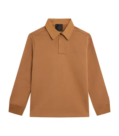 Givenchy Kids' Diamond Elbow Patch Polo Shirt In Brown