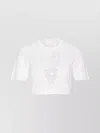 Givenchy 4g Pointelle Knit Short-sleeve Crop Sweater In White