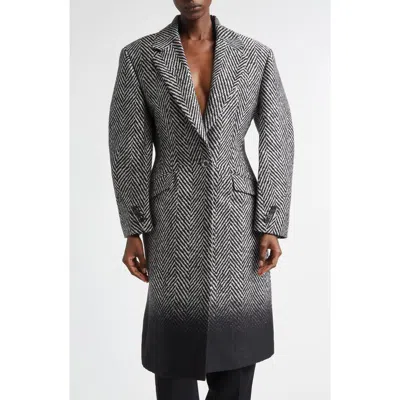 GIVENCHY GIVENCHY DIP DYE WOOL BLEND HERRINGBONE COAT