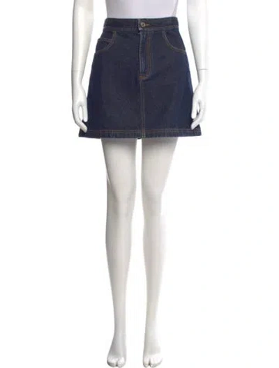 Pre-owned Givenchy Distressed Accents Mini Skirt In Blue