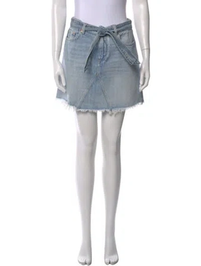 Pre-owned Givenchy Distressed Accents Mini Skirt In Blue